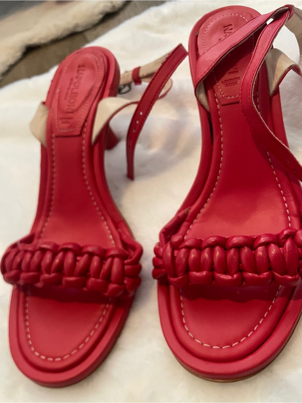 Red Braided Strap Women's Sandals